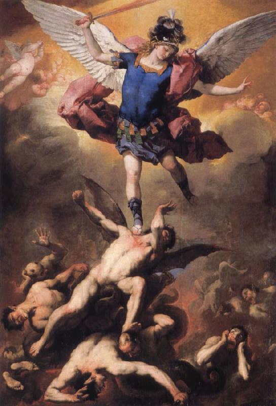 Luca Giordano The Archangel Michael driving the rebellious angels into Hell oil painting picture